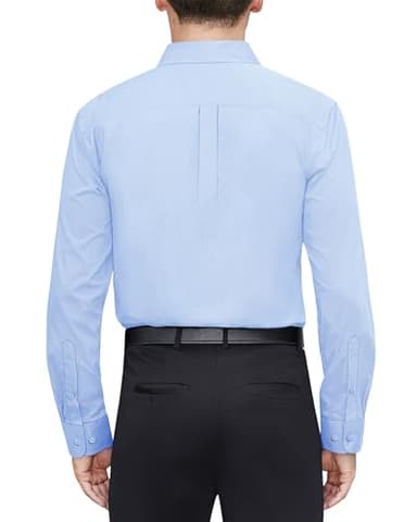 J.VER Dress Shirts for Men Long Sleeve Formal Shirt Slim Fit Cotton Stretch Casual Button Down Shirts Stain Shield Blue Medium - Image 3