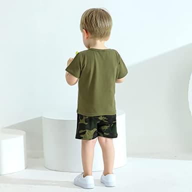 DISAUR Toddler Boy Short Sets Green Letter Printed Toddler Summer Clothes Boy 2t 3t 2-3t Spring Outdoor Wearing - Image 4