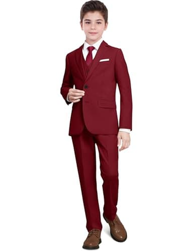 BOLADA Boys' Suit Burgundy Slim fit Suits for Kids Formal Classic 6 Piece Big Boys Tuxedos Teen Youth Size 14 - Image 3