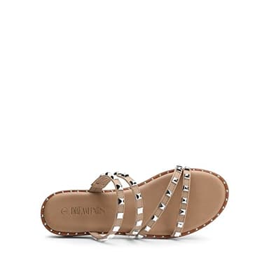 DREAM PAIRS Women's Clear Studded Rhinestone Slide Sandals Slip on Open Toe Cute Flat Sandals for Summer,Size 12,Nude/PU/Rivet,SDSS2213W - Image 3