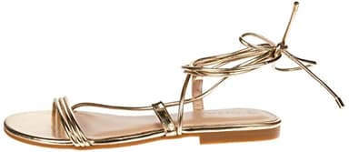 The Drop Women's Samantha Flat Strappy Lace-Up Sandal, Gold, 9.5 - Image 4