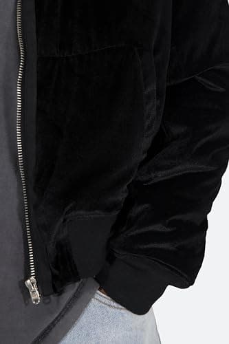 mnml Men's Velour Bomber Jacket, Black - Image 6