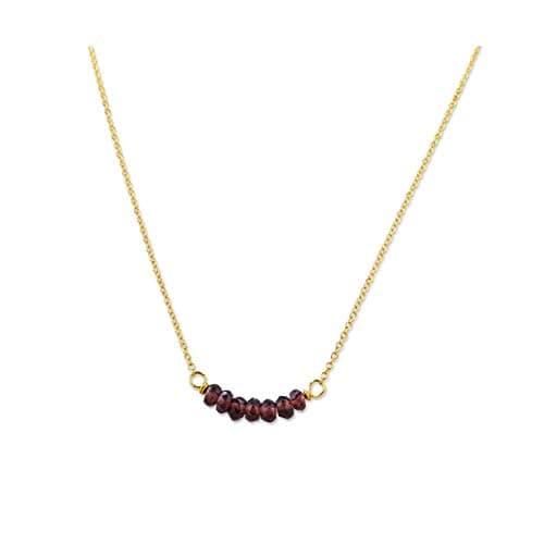 Rebecca Anne Handmade Jewelry Birthstone Bar Necklace, Gold January Garnet Necklace, 16" with 2" Extender, Personalized Layering Necklace Graduation Gift or Birthday Gift for Women, Girls - Image 1