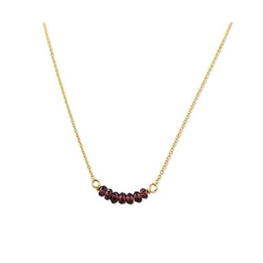 Rebecca Anne Handmade Jewelry Birthstone Bar Necklace, Gold January Garnet Necklace, 16" with 2" Extender, Personalized Layering Necklace Graduation Gift or Birthday Gift for Women, Girls - Image 1