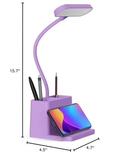 AXX Cute Purple Desk Lamp, Rechargeable Study Table Light for Home Office, Small, Battery Operated, LED, Flexible Gooseneck, Mini, Cordless, College Dorm Room Desktop Accessories for Teen Girls - Image 7