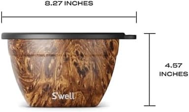 S’well Stainless Steel 64oz Salad Bowl Kit, Teakwood Finish, Includes 2oz Condiment Container and Removable Tray, Leak-Proof and Easy to Clean, Dishwasher Safe - Image 4