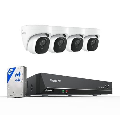 REOLINK 4K Security Camera System, 4pcs H.265 PoE Wired Turret Cameras with Person Vehicle Detection, 4K/8MP 8CH NVR with 2TB HDD for 24-7 Recording, RLK8-800D4 - Image 1