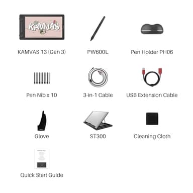 2024 HUION Kamvas 13 (Gen 3) Drawing Tablet with Screen,13.3" Full-laminated Art Tablet with Anti-sparkle Canvas Glass, 99% sRGB, PenTech 4.0, 16384 Pen Pressure, Dual Dial for PC, Mac, Android, Black - Image 8