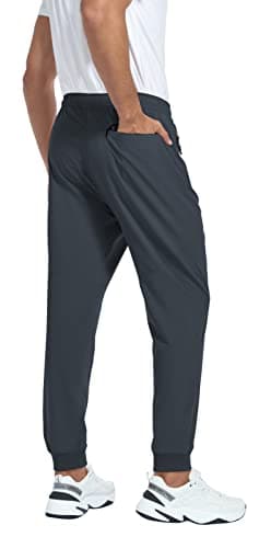 GAXIDES Sweatpants for Mens Joggers Lightweight Quick Dry Baggy Relaxed Fit Athletic Workout Track Hiking Elastic Pants with 3 Zipper Pockets Coldgrey XL/30 - Image 4