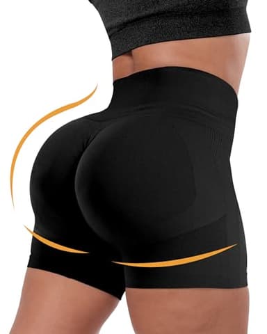 CHRLEISURE Women's 4 Packs Workout Gym Shorts, High Waisted Butt Lifting Scrunch Butt Seamless Booty Shorts(4Black,M) - Image 2