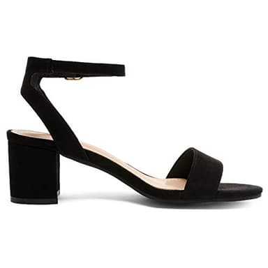 DREAM PAIRS Women's Open Toe Ankle Strap Low Block Chunky Heels Sandals Party Dress Pumps Shoes,Size 9,Black/Suede,CARNIVAL - Image 3