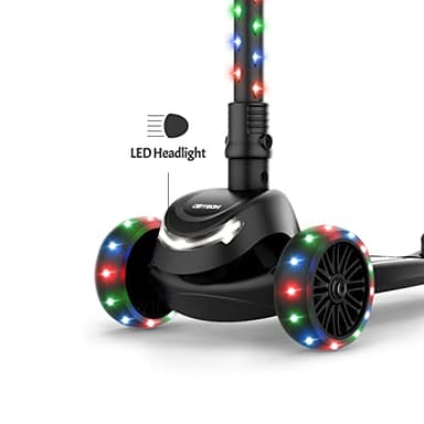 Jetson Scooters - Jupiter Mini 3 Wheel Kick Scooter (Black) - Collapsible Portable Kids Three Wheel Push Scooter - Lightweight Folding Design with High Visibility RGB Light Up LEDs on Stem and Wheels - Image 13