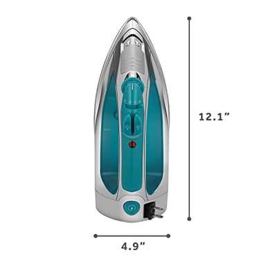 Sunbeam Turbo Steam Iron, 1400 Watt, Nonstick Ceramic Soleplate, Horizontal or Vertical Shot of Steam, Quick Heating, 3-Way Auto-Off, White and Chrome (Chrome/Teal) - Image 8