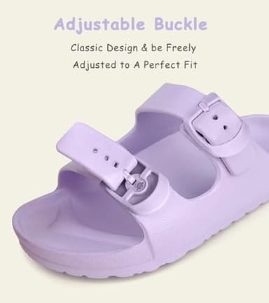 Pisumg Kids Slides Sandals Double Buckle Adjustable Boys Girls - Image 3