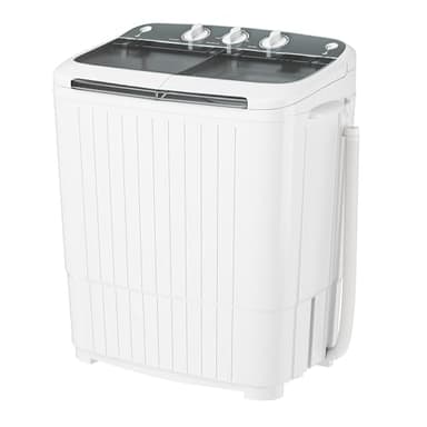 SUNCROWN Portable Washing Machine 16lbs, Compact Twin Tub Semi Automatic Washer, Energy-Saving Mini Laundry Combo with Extended Drain Hose & Pump for Dorms, Apartments, RV, White+Black - Image 1
