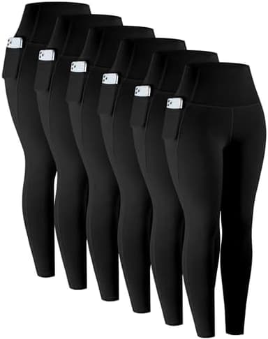 LZYVOO Leggings with Pockets for Women, 6 Packs Soft High Waisted Tummy Control Workout Yoga Pants - Image 3