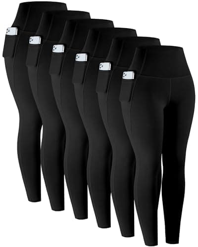 LZYVOO Leggings with Pockets for Women, 6 Packs Soft High Waisted Tummy Control Workout Yoga Pants(6Black-XL) - Image 1