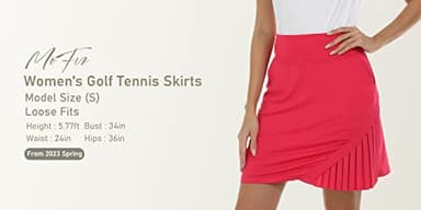 MoFiz 20" Golf Skorts Skirts for Women 4 Pockets Knee Length Tennis Skort Womens High Waist Casual Athletic Tennis Skirt Rose Red L - Image 7