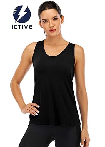 ICTIVE Workout Tank Tops for Women Sleeveless Yoga Tops for Women Mesh Racerback Backless Running Gym Shirts Black M - Image 2