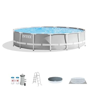 Intex 26723EH Prism Frame Premium Above Ground Swimming Pool Set: 15ft x 42in – Includes 1000 GPH Cartridge Filter Pump – Removable Ladder – Pool Cover – Ground Cloth - Image 8
