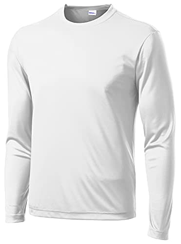 Opna Men's Long Sleeve Moisture Wicking Athletic Shirts White-M - Image 1