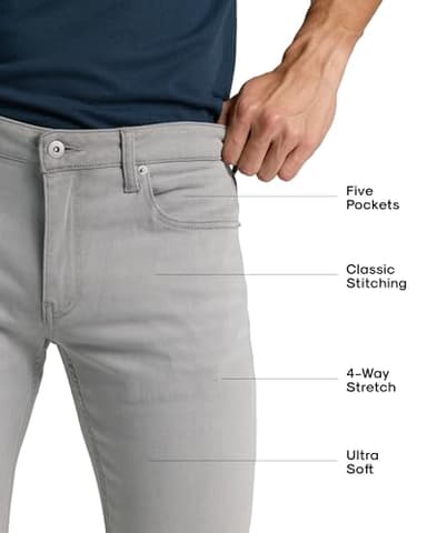 True Classic Mens Jeans – Stretch Jeans for Men, Slim Fit Men’s Stretch Jean - Tapered Skinny Fit, High-Stretch - Medium Gray, 40W X 30L - Image 2