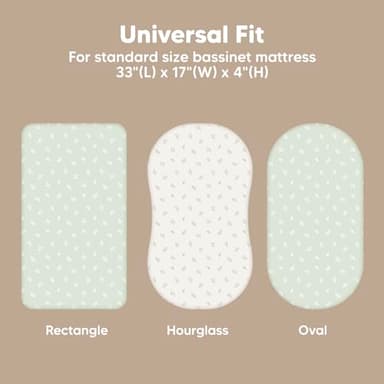 2-Pack Organic Bassinet Sheets for Girls, Boys - 100% Cotton Bassinet Mattress Sheets Compatible with Halo Bassinest Swivel Sleeper, Graco, Baby Delight, Chicco, Unisex Fitted Bassinet Sheets (Herb) - Image 3