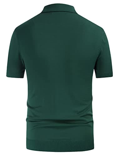 PJ PAUL JONES Mens Retro Striped Polo Shirt Short Sleeve Button Down Knitted Shirts Green XXL - Image 2