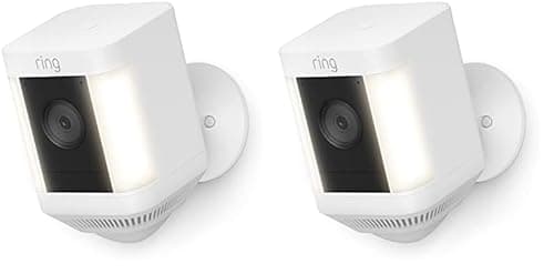 Ring Spotlight Cam Plus, Battery | Two-Way Talk, Color Night Vision, and Security Siren (2022 release) | 2-pack, White - Image 1