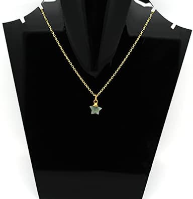 Gempires Aquamarine Star Necklace, Natural Crystal Pendant, March Birthstone Gifts, 14k Gold Plated 18 inch Adjustable Chain, Handmade Jewelry - Image 2