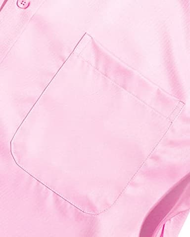 Alimens & Gentle Men's Dress Shirts Long Sleeve Wrinkle-Free Stretch Shirts Solid Formal Button Down Shirt with Pocket Pink - Image 5