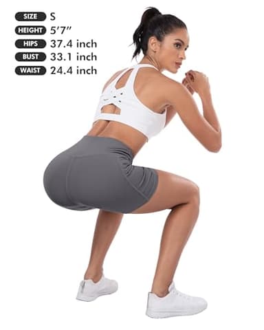 ATHVOTAR Biker Shorts Women with Pockets - 3"/5"/8" High Waisted Workout Spandex Tummy Control Gym Running Yoga Shorts 8" Black/Gray/Navy/Army Green L - Image 6