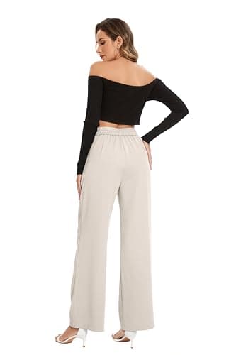 FUNYYZO Women Office Dress Solid Work Pants High Waisted for Women Business Long Lounge with Pockets A-Beige - Image 6