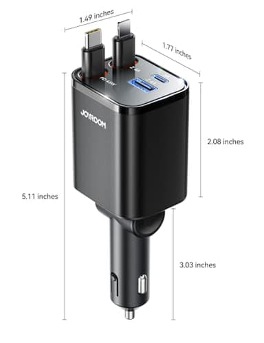 [2025 Ultra-Compact] 84W Retractable Car Charger, [PD 45W] Car Charger USB C for iPhone 16 17 Pro Fast Charging, Car Accessories Travel Essentials Gifts for Women Men for iPhone 17 Air 16 15 14 13 12 - Image 9