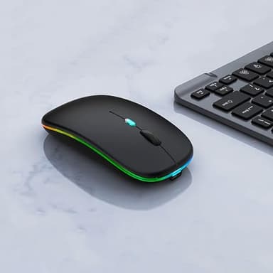 WREANU Wireless Bluetooth Mouse Rechargeable Laptop Mice with LED Lights Silent Slim Use(BT5.2 and 2.4G Portable USB Receiver)Dual Mode Computer Mouse for Laptop/iPad/Tablet/Apple/Computer/Mac(Black) - Image 2