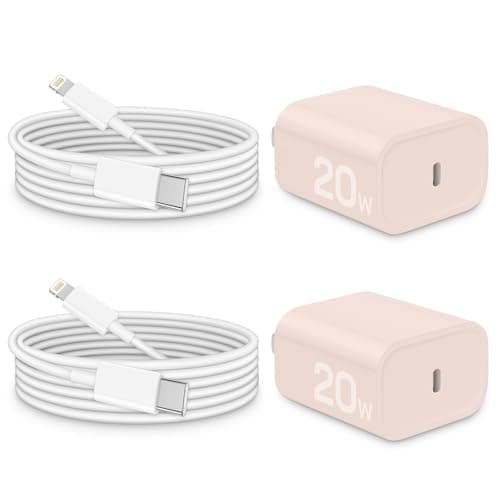 i Phone Charger Fast Charging, MFi Certified, 20W USB C Block with 6Ft Charging Cable for i Phone 14/13/12/11/Xs/8, i Pad and More [2 Pack] [Pink]