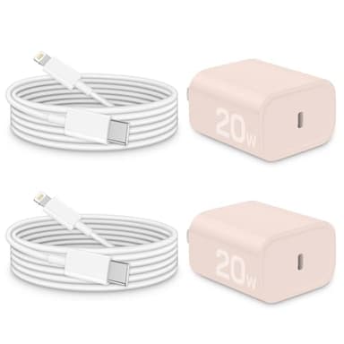 i Phone Charger Fast Charging, MFi Certified, 20W USB C Block with 6Ft Charging Cable for i Phone 14/13/12/11/Xs/8, i Pad and More [2 Pack] [Pink]