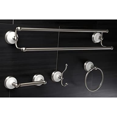 Kingston Brass BAK1113478SN Victorian 4-Pieces Dual Towel-Bar Bathroom Hardware Set, Brushed Nickel - Image 3