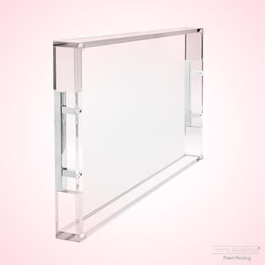 Modern 16"x12" Rectangle Acrylic Lucite Plastic Decorative Serving Tray with Silver Stainless Steel Metal Handles for Home Decor Ottoman Coffee Table Food Fruits Lap Vanity Perfume by Home Redefined - Image 6