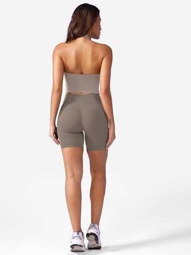 YEOREO Women's Halter Crop Top V Neck Workout Going Out Tank Top Hazel Padded Sleeveless Backless Trendy Summer Camisole - Image 3