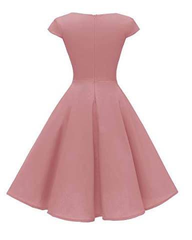 Hanpceirs Women's Cap Sleeve 1950s Vintage Party Dress Cocktail Dress Formal Dresses with Pocket Blush Pink S - Image 2