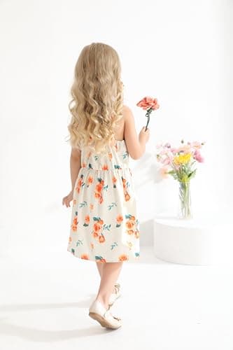 Baby Girls Floral Suspender Dress & Long-Sleeved Toddler Girl's Lovely Denim Jacket Outfit Cardigan Set(Orange,2-3T) - Image 5