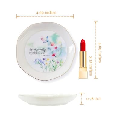 HOME SMILE Friend Chritian Gifts for Women Jewelry Ring Dish Tray with Dynamic Butterfly&Flower Pattern Shifts,A Sweet Friendship Refresh The Soul-Best Friend BFF Birthday Graduation Retirement Gifts - Image 6