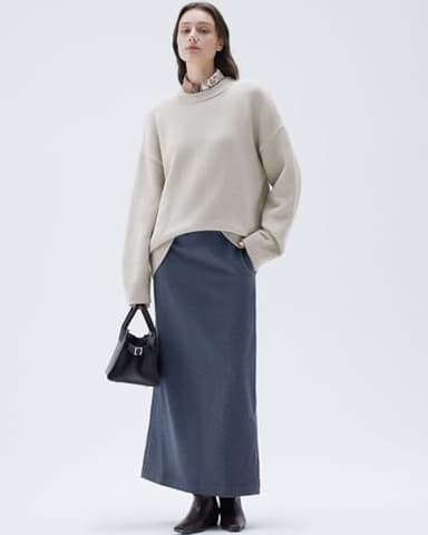 SUUKSESS Women Cashmere Oversized Sweaters Long Sleeve Pullover Tops Fall Outfits Crew Neck Jumpers (Stone,S) - Image 5