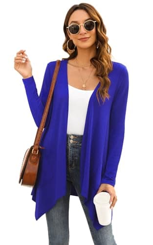 Veryoung Lightweight Cardigans for Women Long Sleeve Soft Open Front Cardigan with Pockets,Royal Blue,Large - Image 3