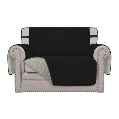 Easy-Going Reversible Chair Cover Washable Sofa Cover for Dogs Water Resistant Couch Slipcover Furniture Protector Cover with Adjustable Straps for Pets (Chair 30 in, Black/Beige) - Image 1