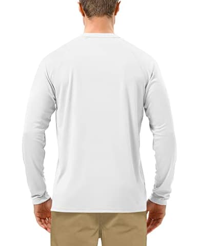 Roadbox Mens UPF 50+ UV Sun Protection Shirts Outdoor Long Sleeve SPF Diving Rash Guard for Fishing Hiking Swimming White - Image 2