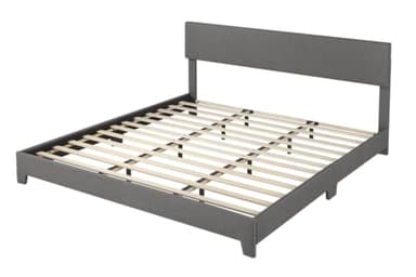 Allewie King Size Bed Frame with Adjustable Headboard, Upholstered Platform Bed with Wood Slats, Heavy Duty Mattress Foundation, No Box Spring Needed, Noise-Free, Easy Assembly, Dark Grey - Image 8