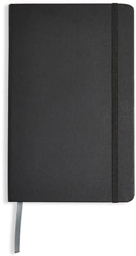 Amazon Basics Classic Lined Notebook, 240 Pages Hardcover, 5 x 8.25-Inch, Black - Image 1