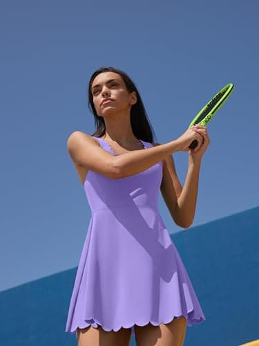 ATTRACO Tennis Dressses for Women Scalloped Athletic Dress Workout Purple Golf Dress with Pockets M - Image 4